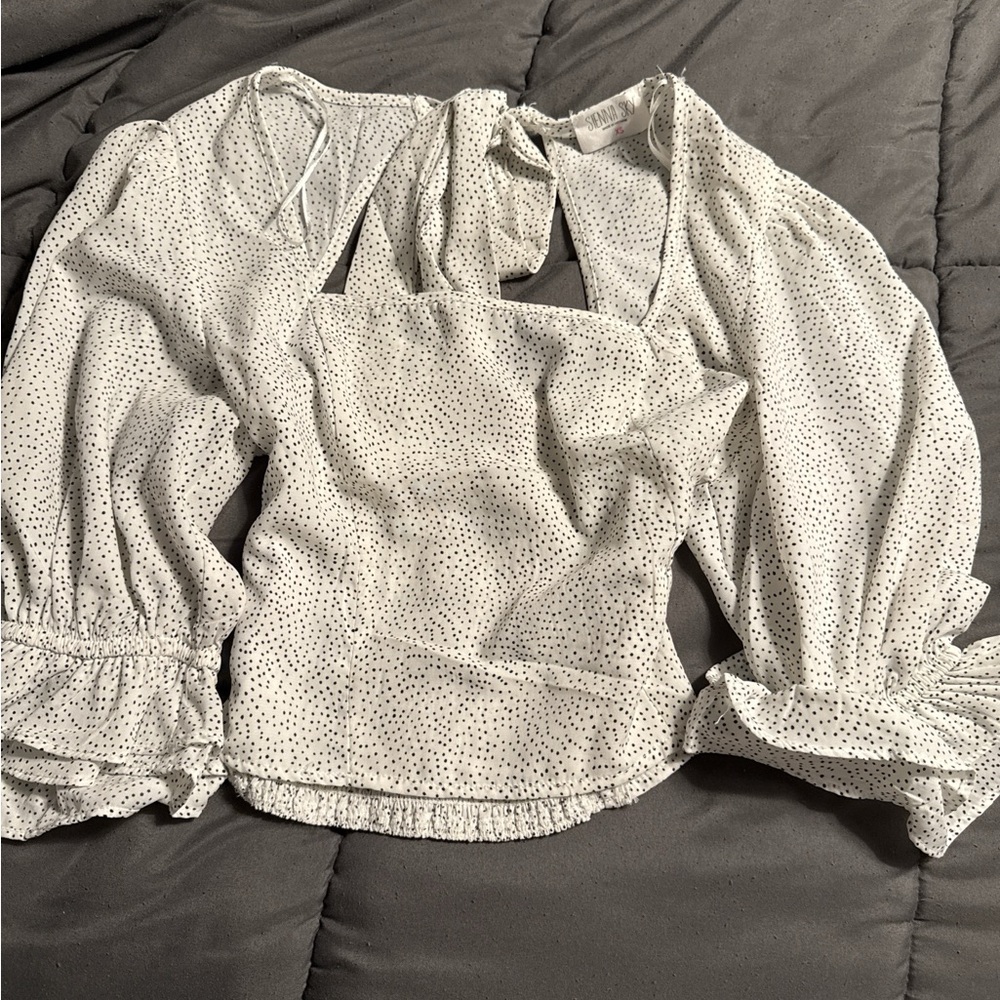 Sienna Sky White and Black Polka Dot Blouse